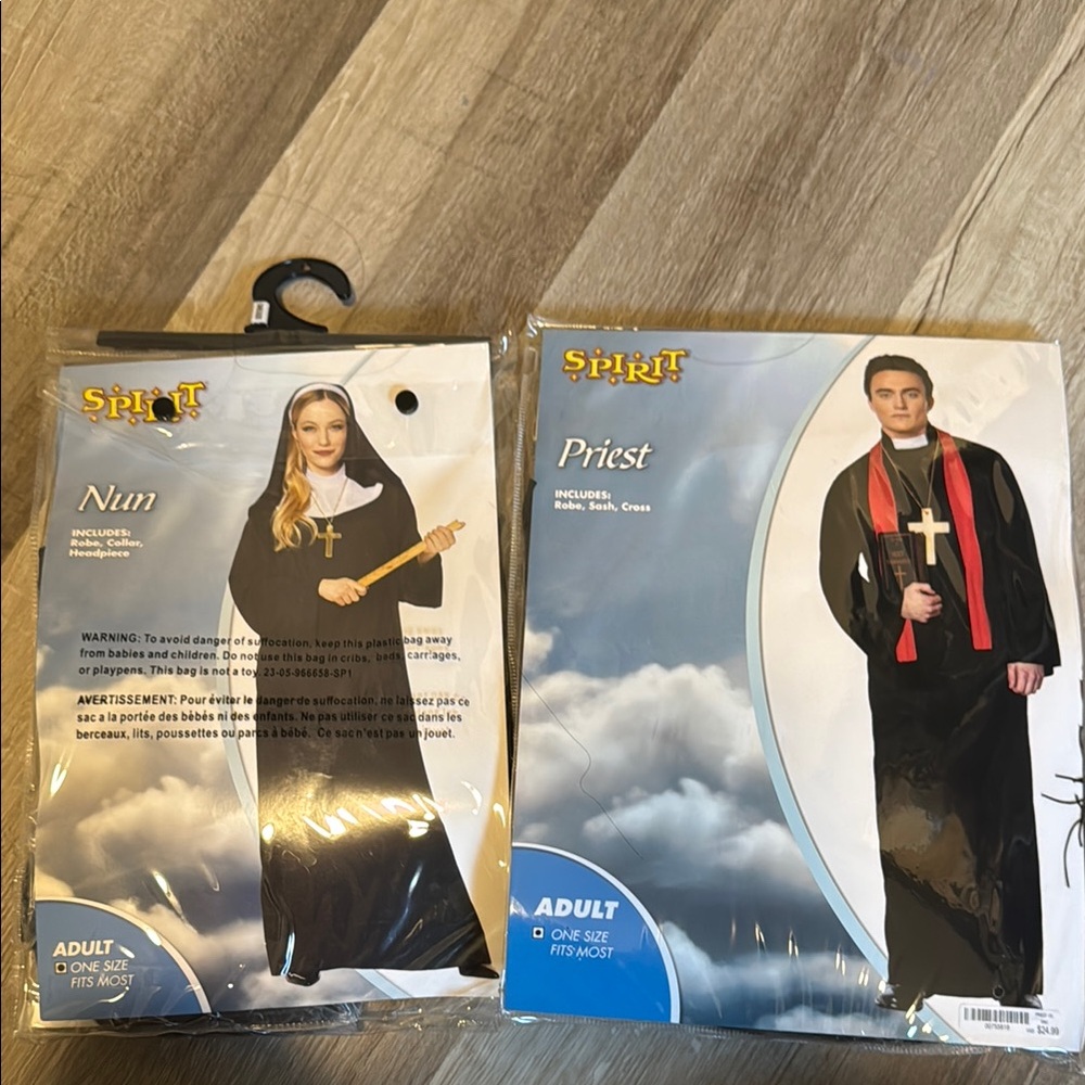 Halloween Spirit Nun and Priest Costume Duo